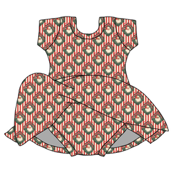 Candy Cane Lane Charming Short Sleeve Skirted Leotard  - Bamboo - Pre Order - Christmas Special