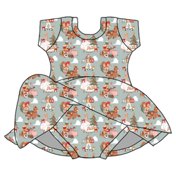 Christmas Toy Box Charming Short Sleeve Skirted Leotard  - Bamboo - Pre Order - Christmas Special