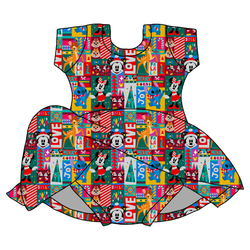 Jolly Patchwork Charming Short Sleeve Skirted Leotard  - Bamboo - Pre Order - Christmas Special