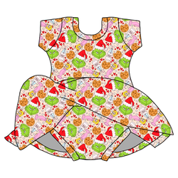 Heart of Whoo Ville Charming Short Sleeve Skirted Leotard - Bamboo - Pre Order - Christmas Special