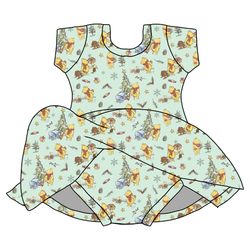 Woodland Christmas Wishes Charming Short Sleeve Skirted Leotard  - Bamboo - Pre Order - Christmas Special