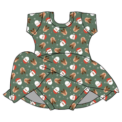 Sleigh Bell Dreams Charming Short Sleeve Skirted Leotard  - Bamboo - Pre Order - Christmas Special