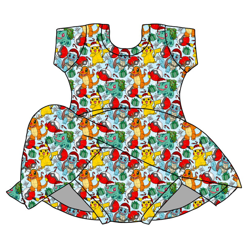 Gotta Catch Christmas Charming Short Sleeve Skirted Leotard  - Bamboo - Pre Order - Christmas Special
