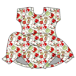 Mistle Toe & Mischief Charming Short Sleeve Skirted Leotard  - Bamboo - Pre Order - Christmas Special