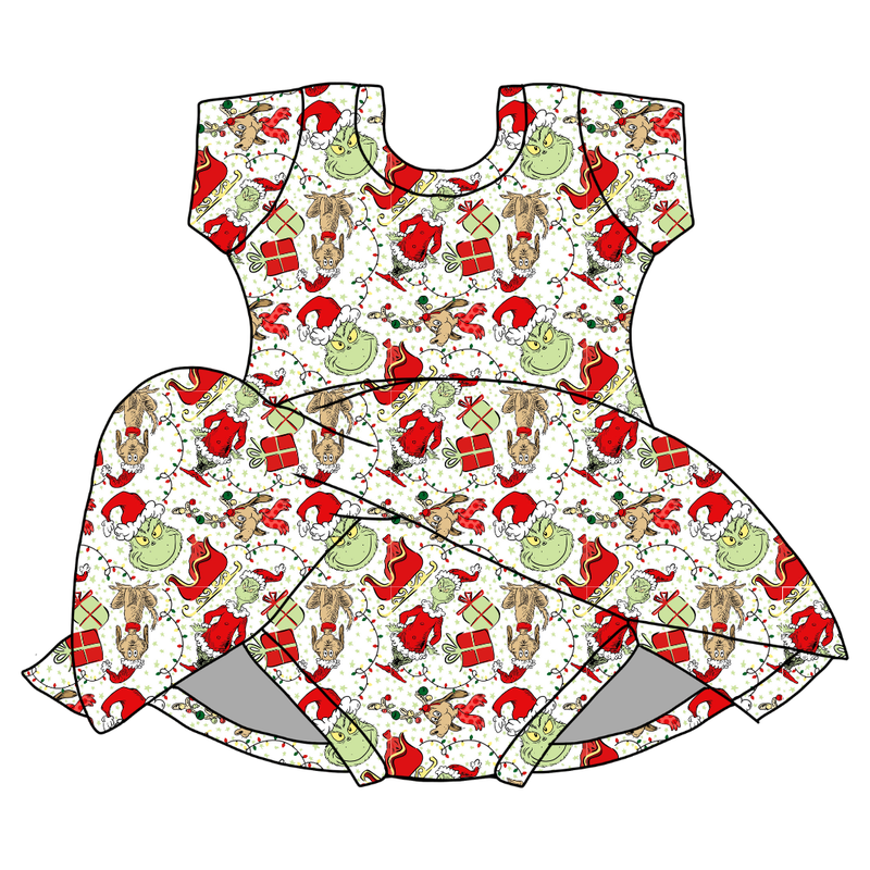 Mistle Toe & Mischief Charming Short Sleeve Skirted Leotard  - Bamboo - Pre Order - Christmas Special