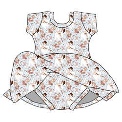 Jolly Snowman - Blue Charming Short Sleeve Skirted Leotard  - Bamboo - Pre Order - Christmas Special