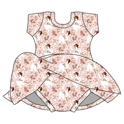 Jolly Snowman - Pink Charming Short Sleeve Skirted Leotard  - Bamboo - Pre Order - Christmas Special