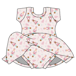 Sugarplum Charming Short Sleeve Skirted Leotard  - Bamboo - Pre Order - Christmas Special