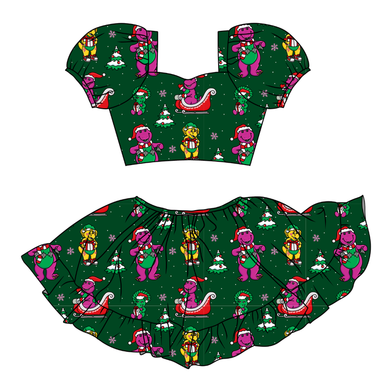 Dino Days of Christmas Starlet Skirt Set - Knit - Pre Order - Christmas Special