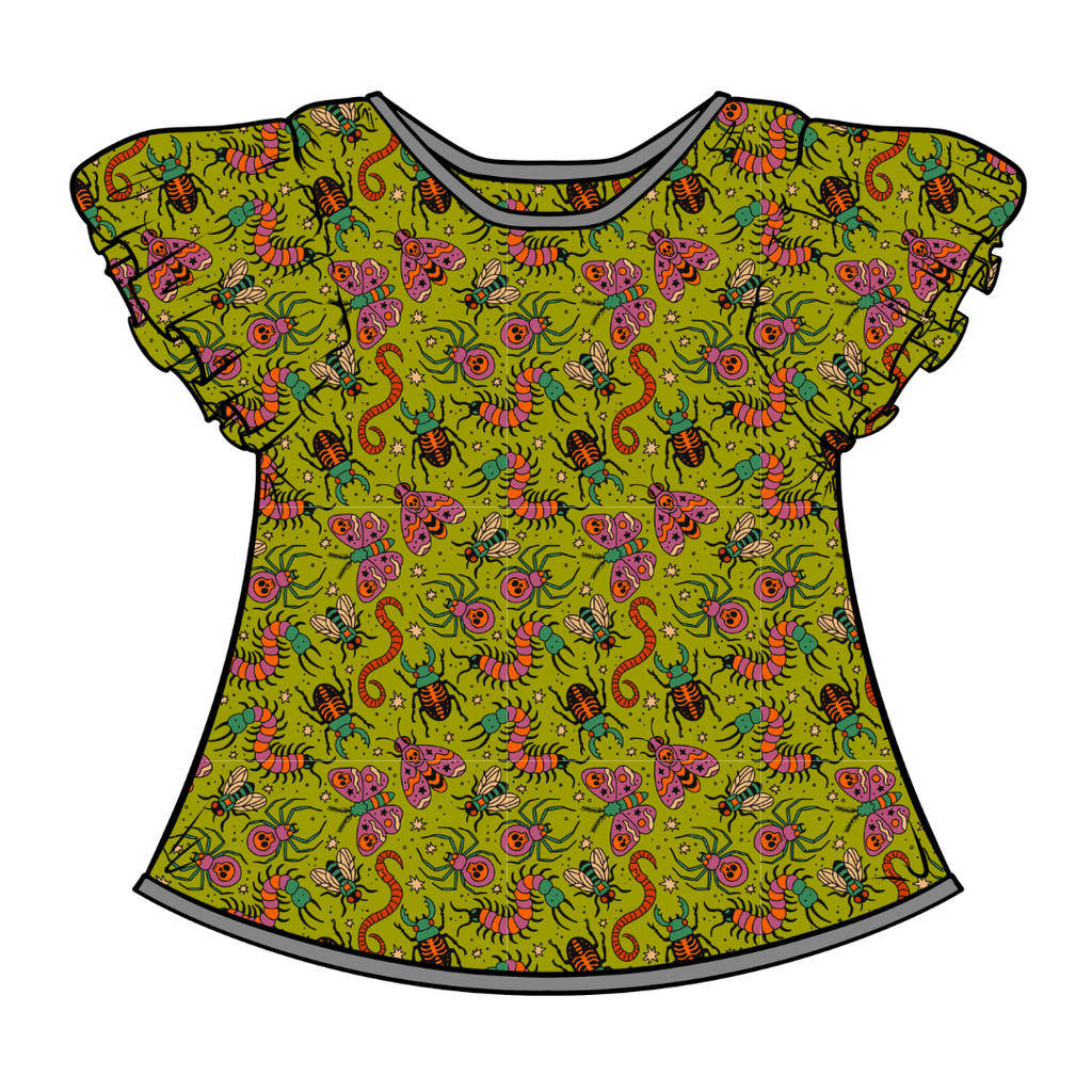 Creepy Crawly Moon Short Sleeve Flutter Bamboo Shirt - PRE ORDER