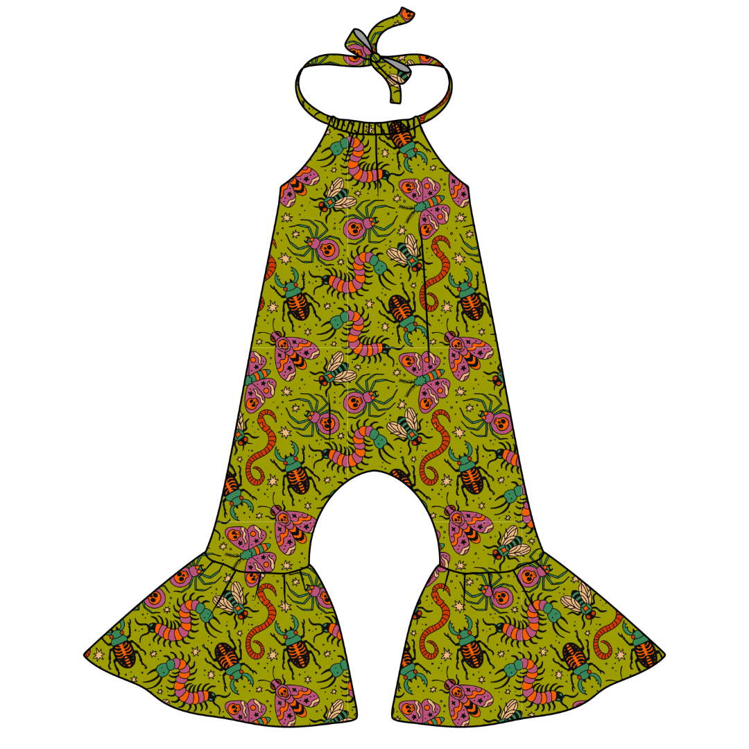 Creepy Crawly - Stardust Bellbottom Halter Romper Knit - PRE ORDER