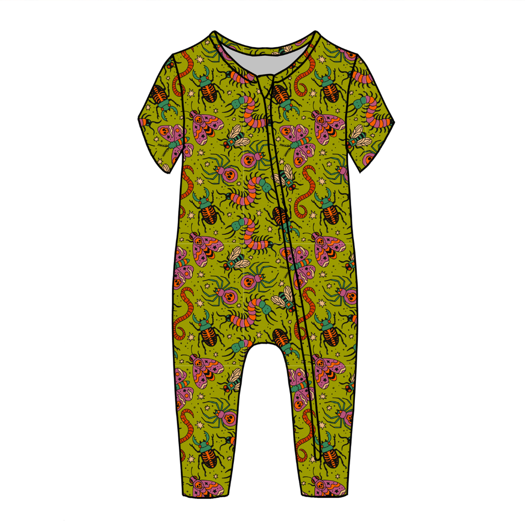 Creepy Crawly Dandelion Short Sleeve Sleeper Bamboo - PRE ORDER
