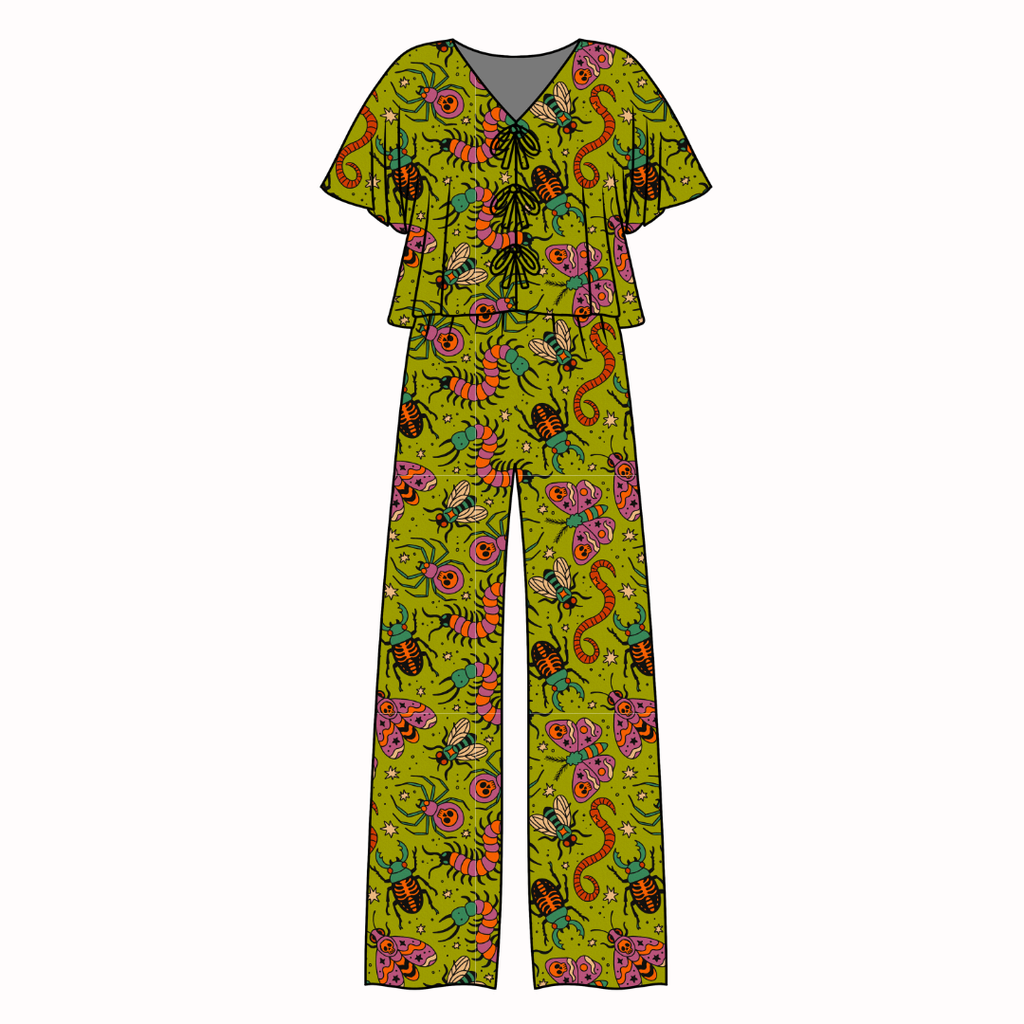 Creepy Crawly - Lollipop Women's Front Tie Set Bamboo - Pre Order