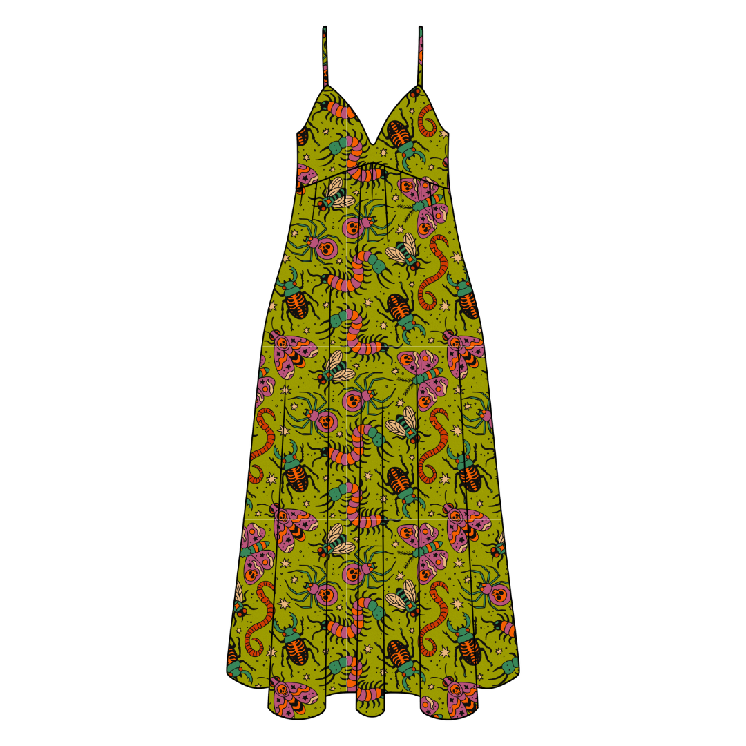Creepy Crawly Harper Women's Low Back Dress Bamboo - Pre Order