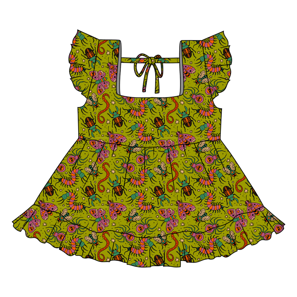 Creepy Crawly - Sadie Tie Back Ruffle Top - PRE ORDER