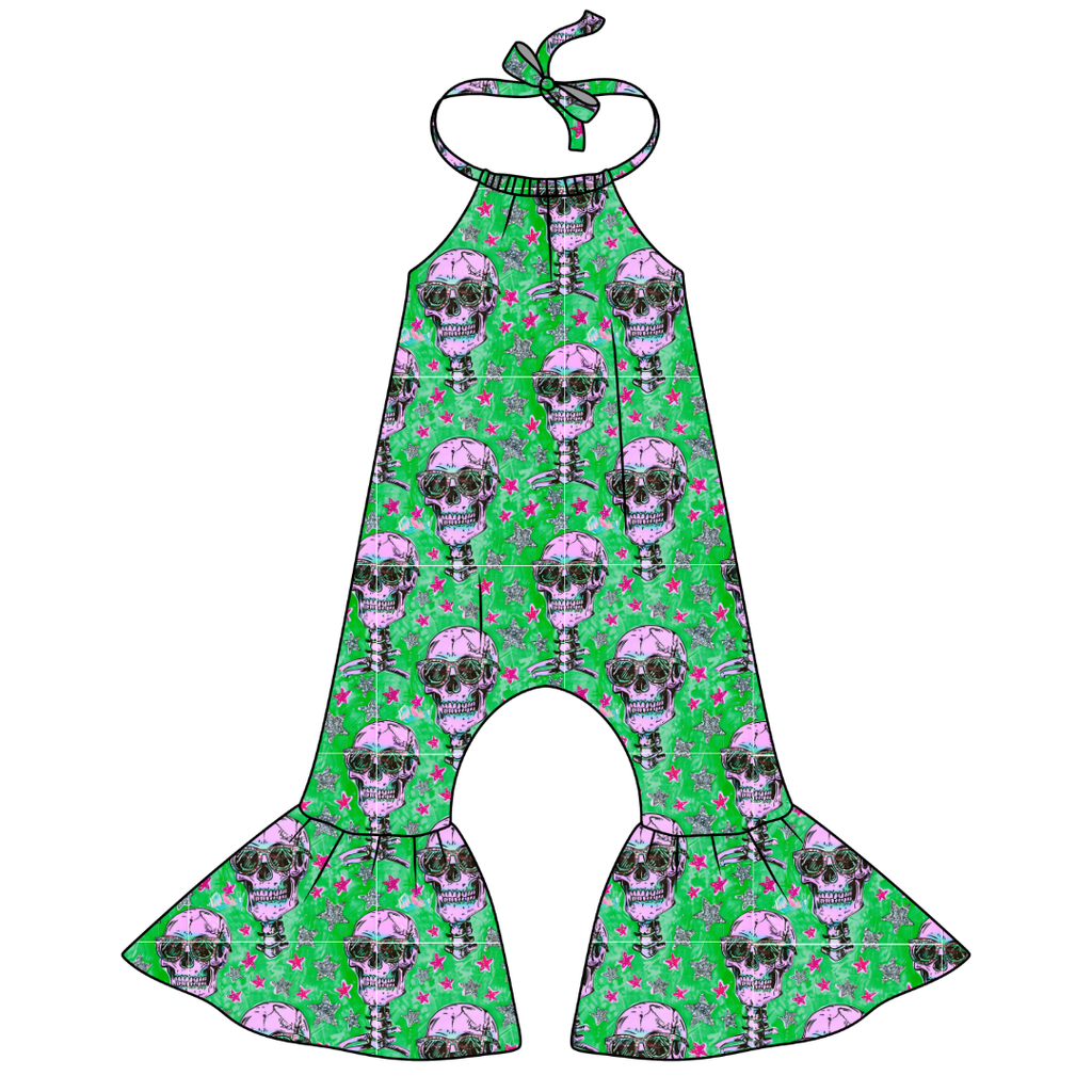 Bad 2 The Bone - Stardust Bellbottom Halter Romper Knit - PRE ORDER