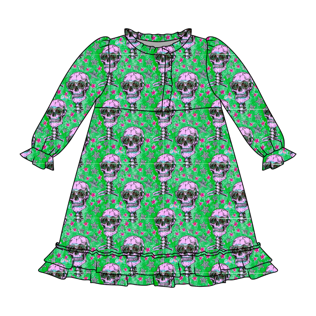 Bad 2 The Bone Emerald Bamboo Long Sleeve Lounge Dress - PRE ORDER