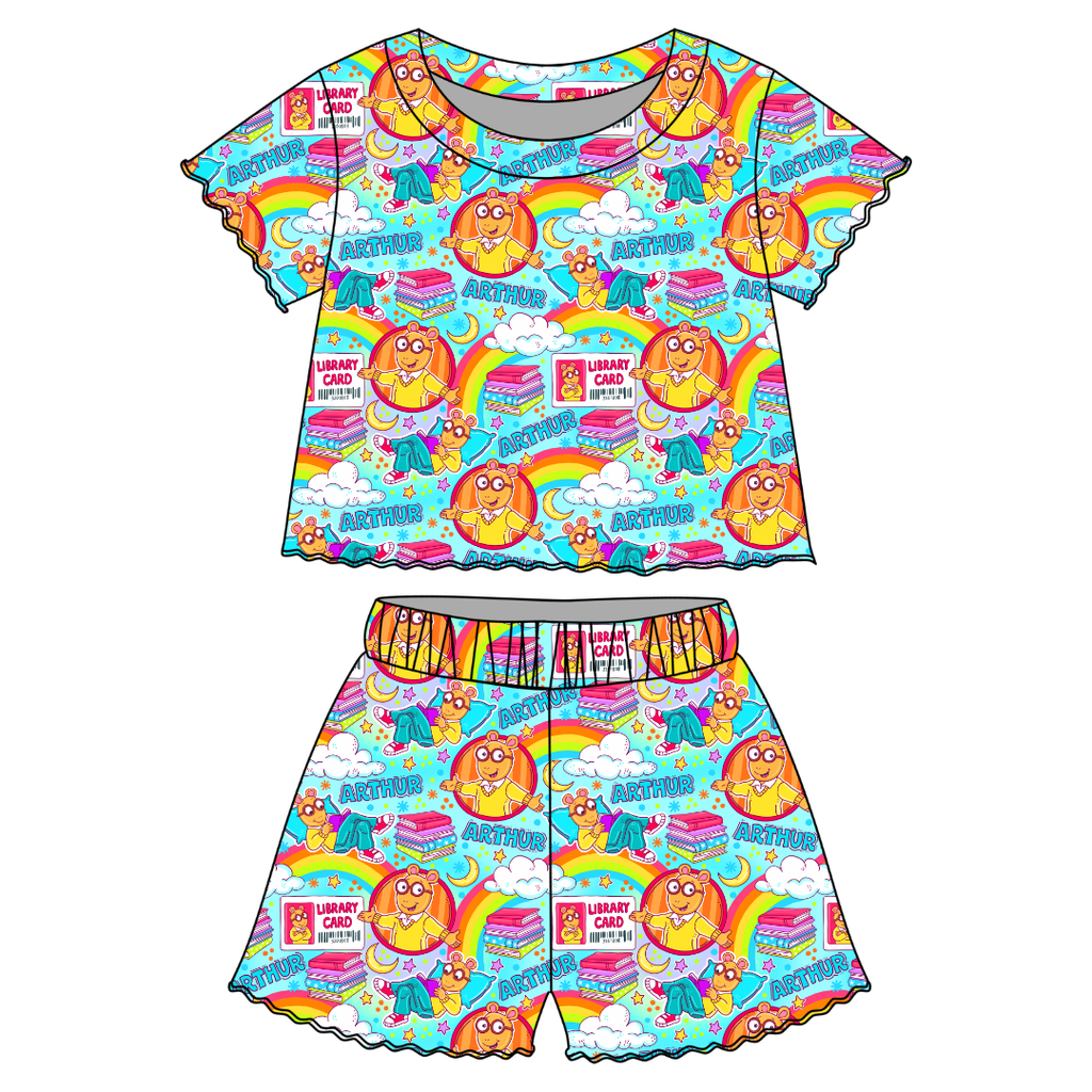 Arth Orchid Ruffle Short Sleeve Short Set Bamboo - PRE ORDER