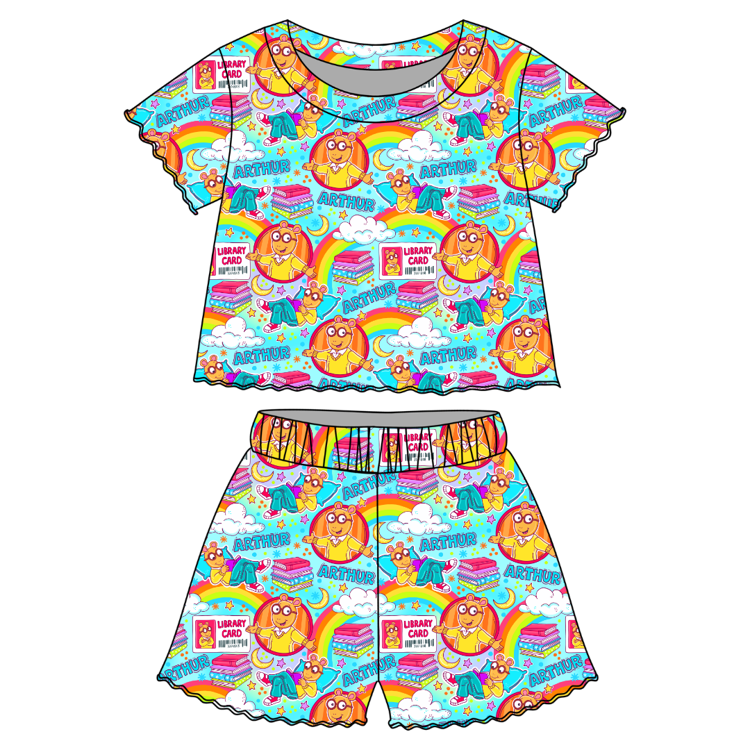 Arth Orchid Ruffle Short Sleeve Short Set Bamboo - PRE ORDER