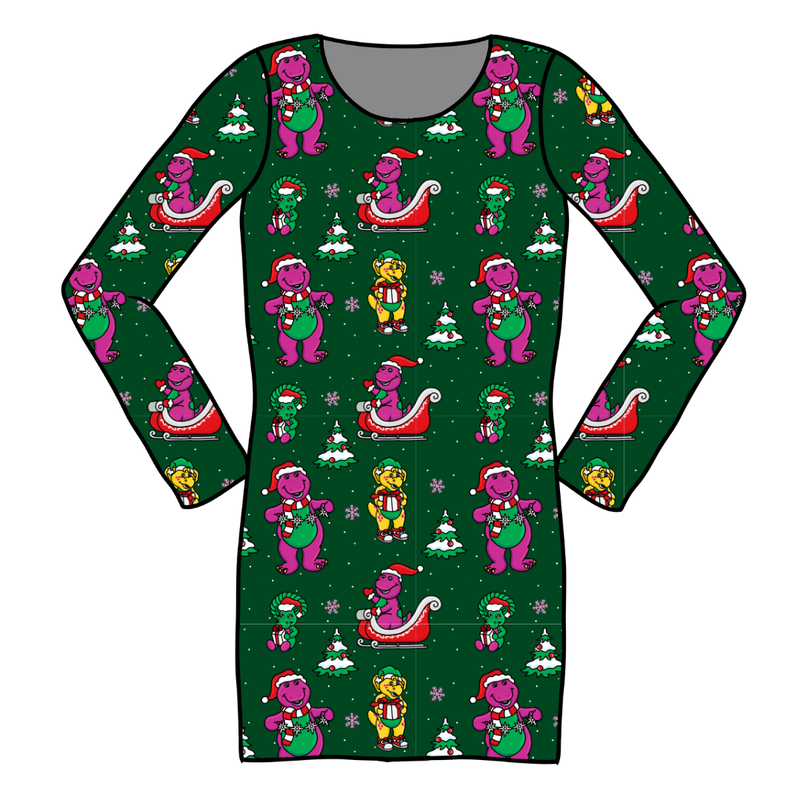 Dino Days of Christmas Abby Ribbed Dress - Knit - Pre Order - Christmas Special