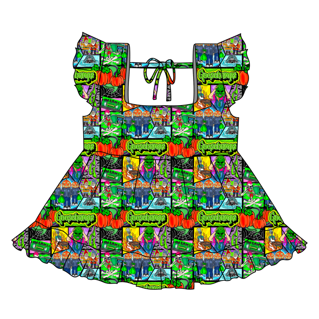 Bedtime Spooks - Sadie Tie Back Ruffle Top - PRE ORDER