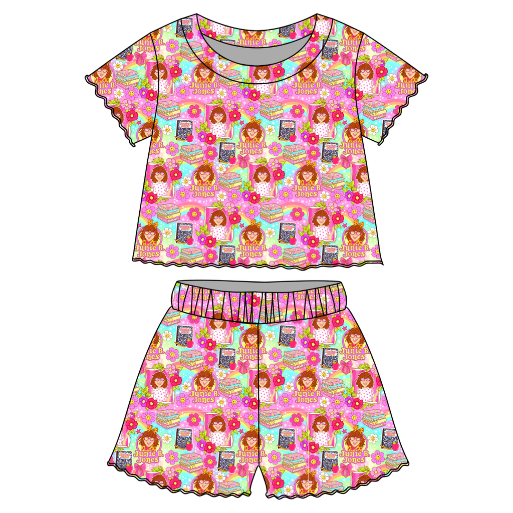 B is for Orchid Ruffle Short Sleeve Short Set Bamboo - PRE ORDER