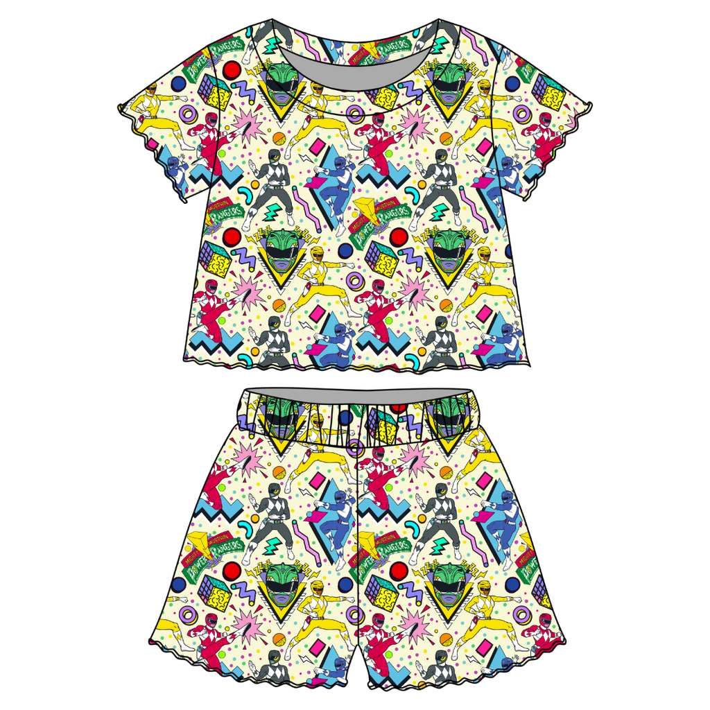 Rangers Orchid Ruffle Short Sleeve Short Set Bamboo - PRE ORDER