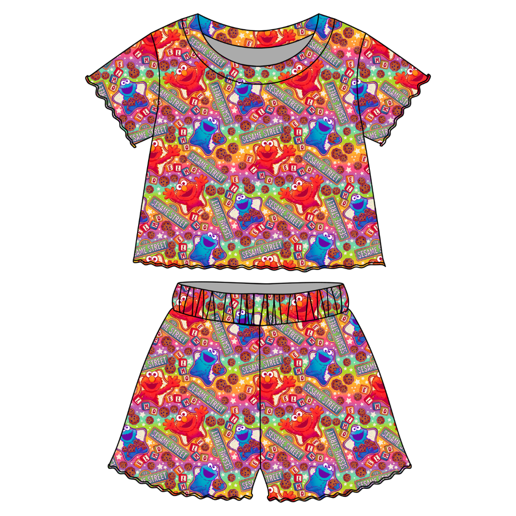 Sunny Days Orchid Ruffle Short Sleeve Short Set Bamboo - PRE ORDER