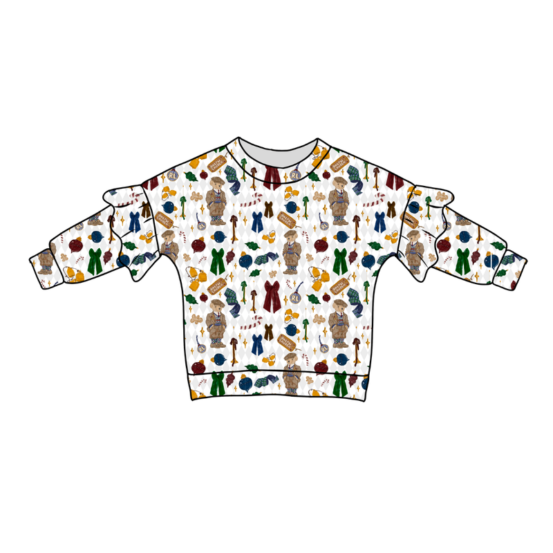 Holly & Plaid Lillie Ruffle Oversized Top - Bamboo - Pre Order - Christmas Special