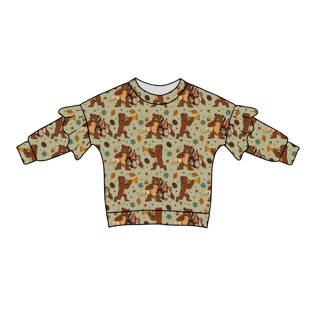Woodland Melody Lillie Ruffle Sweater Bamboo - PRE ORDER