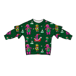 Dino Days of Christmas Lillie Ruffle Oversized Top - Bamboo - Pre Order - Christmas Special