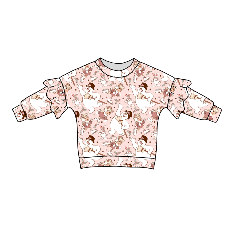 Jolly Snowman - Pink Lillie Ruffle Oversized Top - Bamboo - Pre Order - Christmas Special