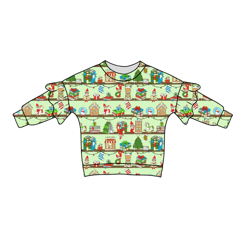 Holiday Hide & Seek Lillie Ruffle Oversized Top - Bamboo - Pre Order - Christmas Special