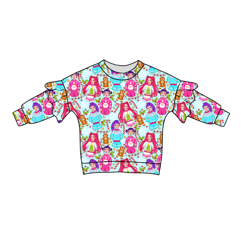 Holiday Pop Lillie Ruffle Oversized Top - Bamboo - Pre Order - Christmas Special