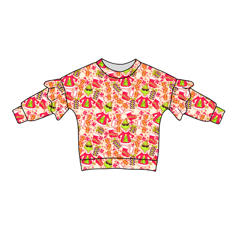 Baking Spirits Bright Lillie Ruffle Oversized Top - Bamboo - Pre Order - Christmas Special