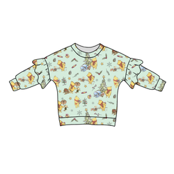 Woodland Christmas Wishes Lillie Ruffle Oversized Top - Bamboo - Pre Order - Christmas Special