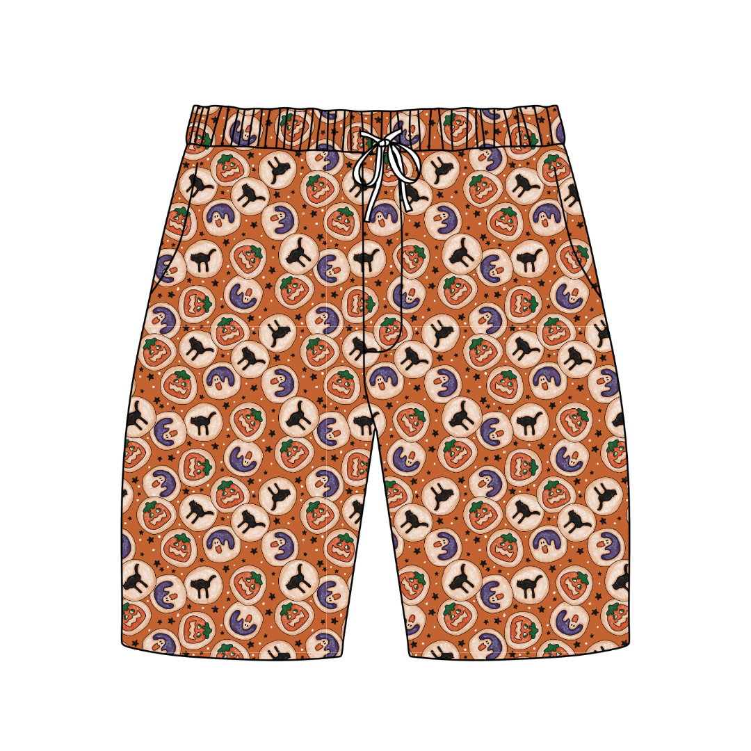 Cookie Party Chill Extended Length Adult Pajama Bamboo Shorts - Pre Order