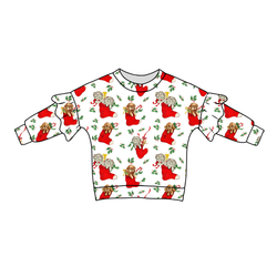 Under the Tree Lillie Ruffle Oversized Top - Bamboo - Pre Order - Christmas Special