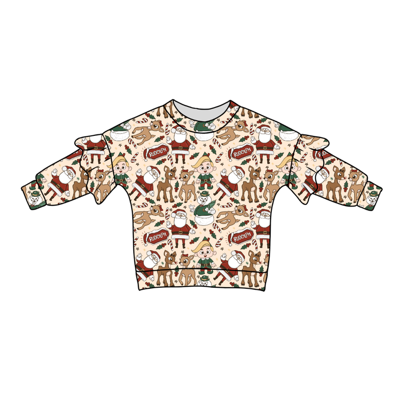 Red Nose Lillie Ruffle Oversized Top - Bamboo - Pre Order - Christmas Special