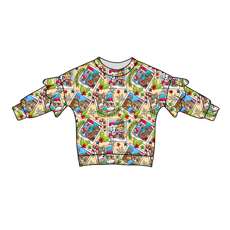 Paws & Claus Lillie Ruffle Oversized Top - Bamboo - Pre Order - Christmas Special