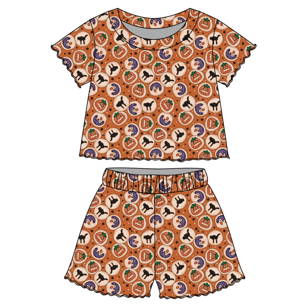 Cookie Party - Orchid Ruffle Short Sleeve Short Set Bamboo - PRE ORDER