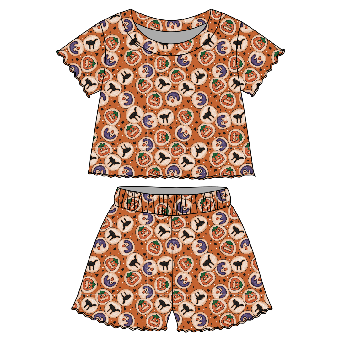 Cookie Party - Orchid Ruffle Short Sleeve Short Set Bamboo - PRE ORDER