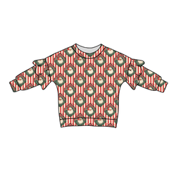 Candy Cane Lane Lillie Ruffle Oversized Top - Bamboo - Pre Order - Christmas Special