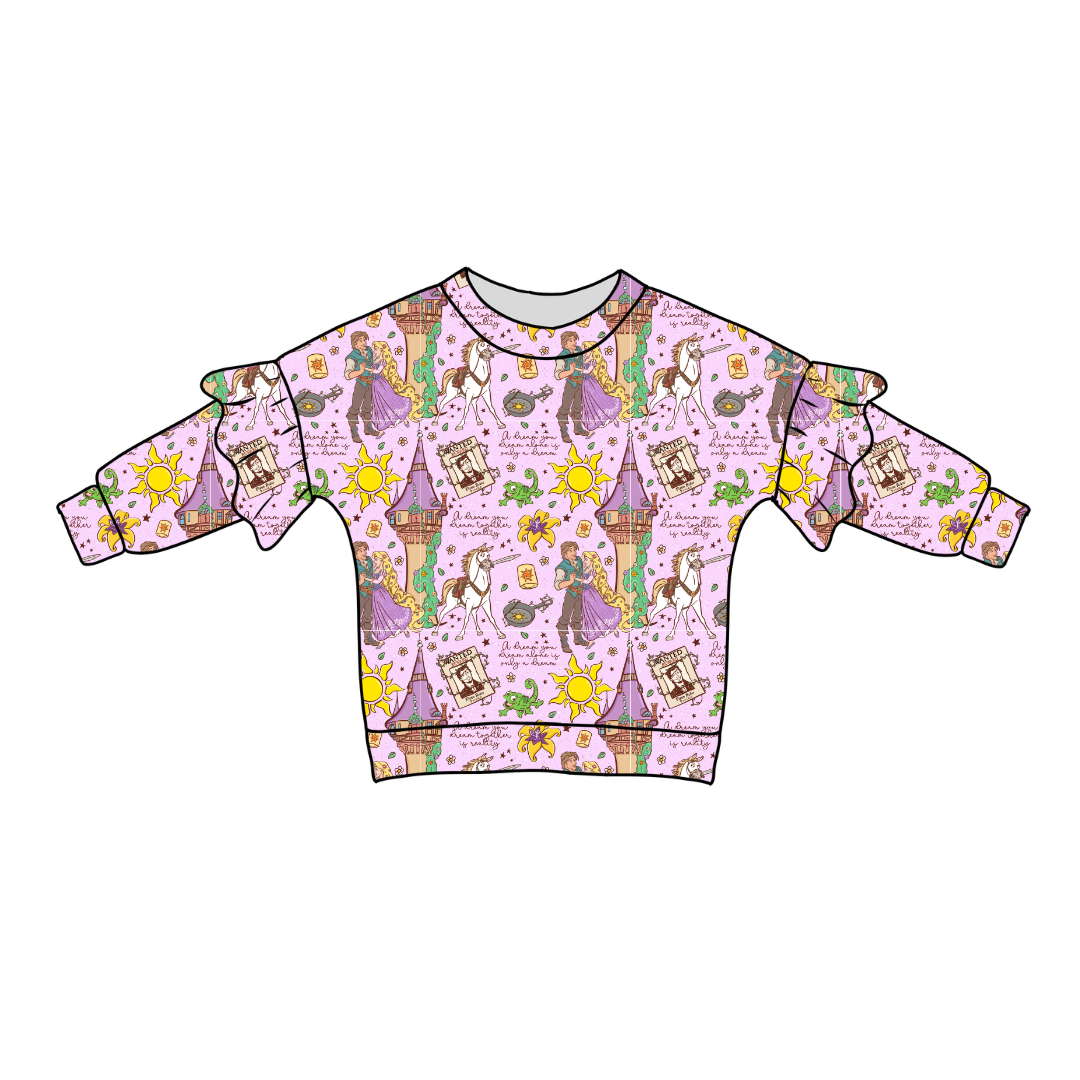 Floating Lights Lillie Ruffle Sweater Bamboo - PRE ORDER