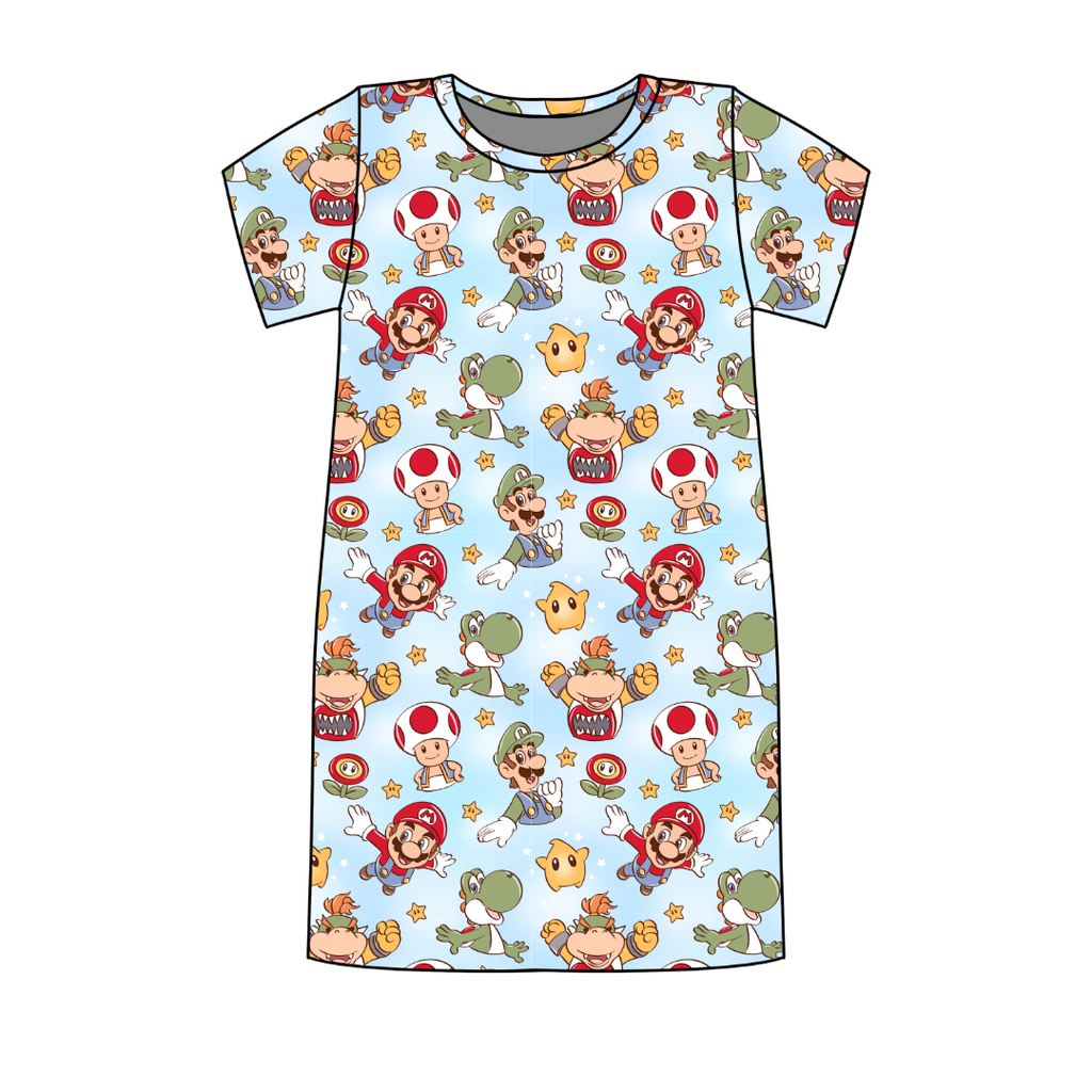 Dino Might Poppy Oversized Sleep Shirt Bamboo - Pre Order