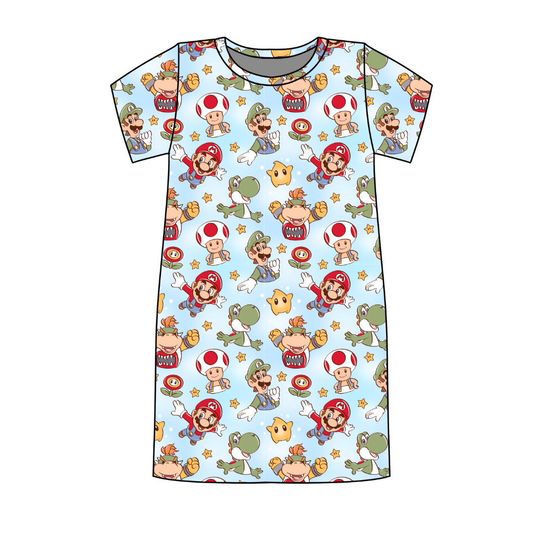 Dino Might Poppy Oversized Sleep Shirt Bamboo - Pre Order