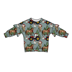 Farmhouse Christmas Lillie Ruffle Oversized Top - Bamboo - Pre Order - Christmas Special