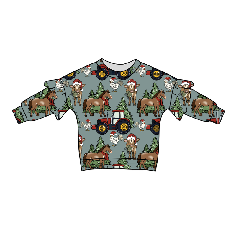 Farmhouse Christmas Lillie Ruffle Oversized Top - Bamboo - Pre Order - Christmas Special