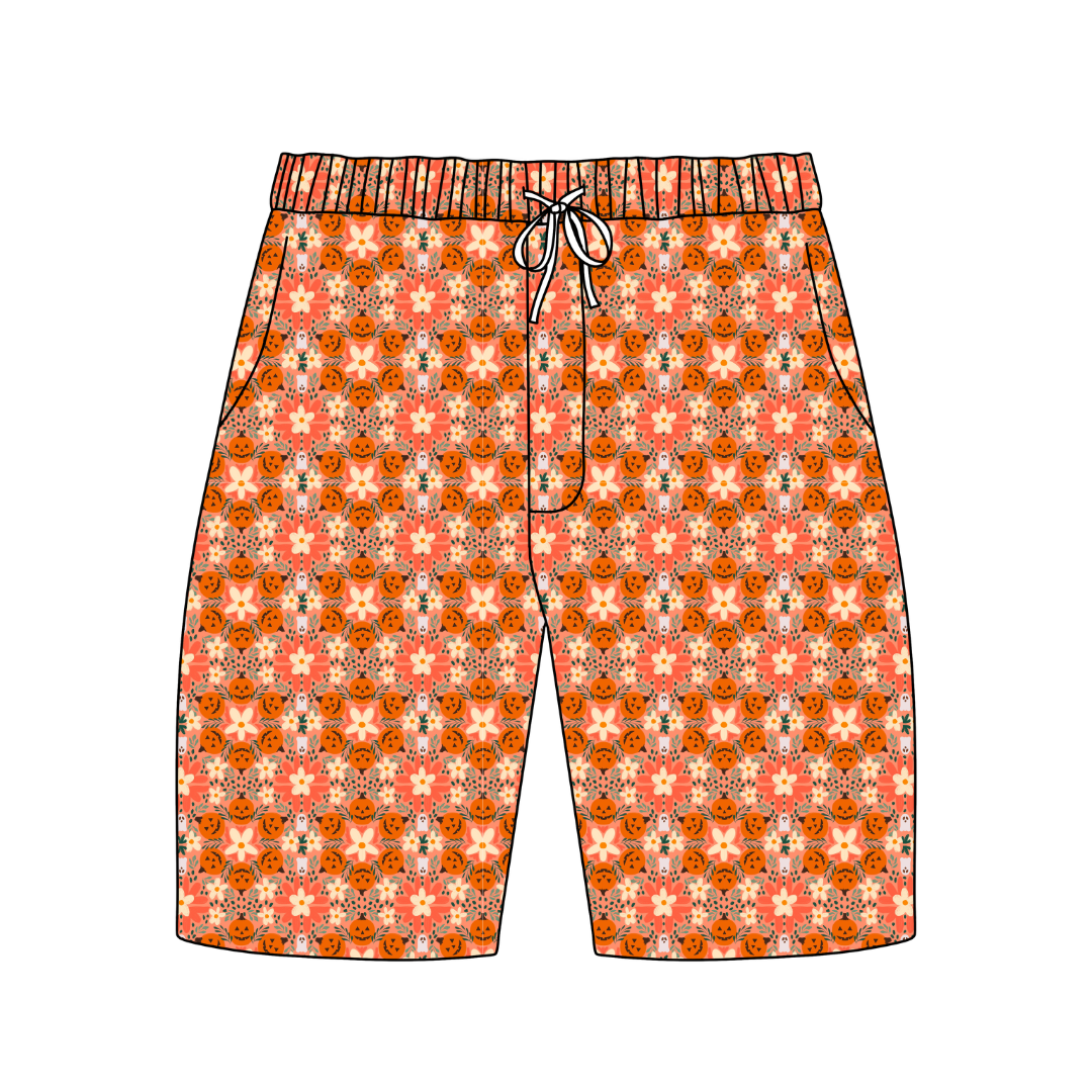 Boho Boo Patch Chill Extended Length Adult Pajama Bamboo Shorts - Pre Order