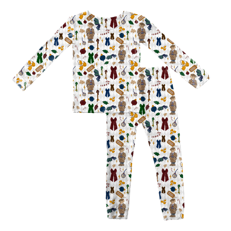 Holly & Plaid Slumber Long Sleeve Pajama Pants Set - Bamboo - Pre Order - Christmas Special